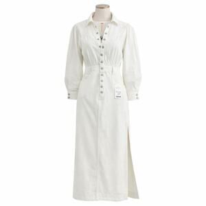 Free People Mad Love White Denim Midi Dress • Size Small • NWT